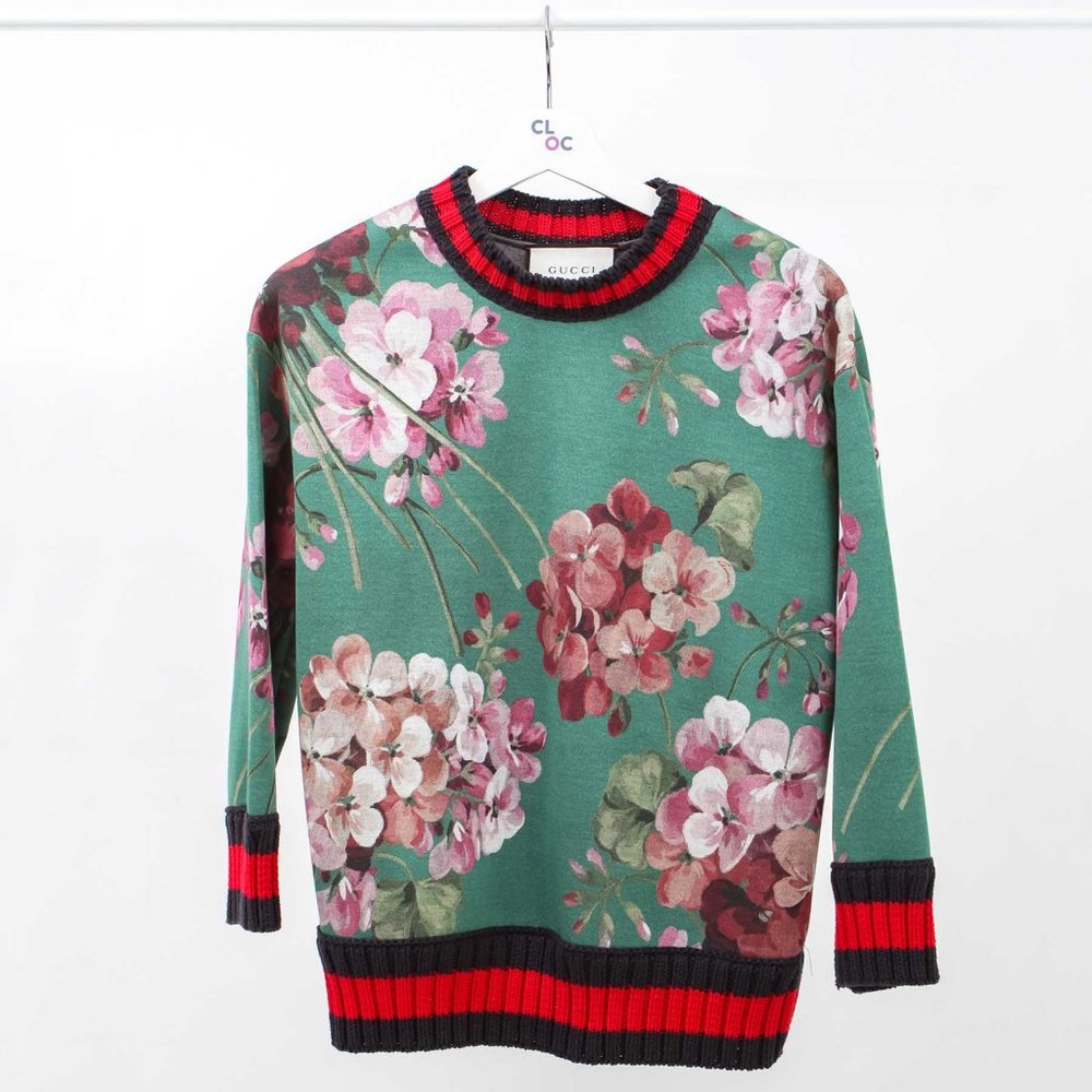 Gucci Floral Print Bonded Cotton Sweatshirt